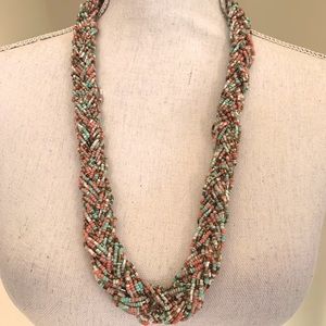 Pink, Blue, Gold Bead Necklace